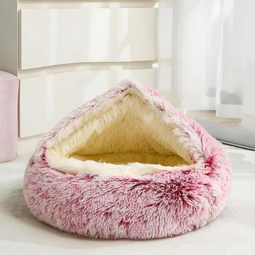 Soft Plush Pet Bed with Cover Round Cat Bed