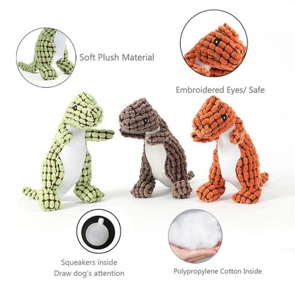 Interactive Squeaky Dinosaur Plush Toy for Dogs