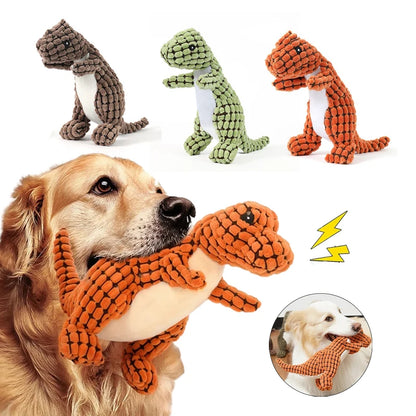 Interactive Squeaky Dinosaur Plush Toy for Dogs