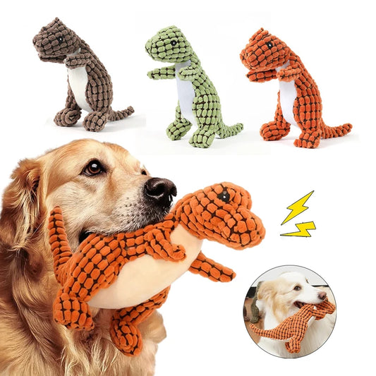 Interactive Squeaky Dinosaur Plush Toy for Dogs