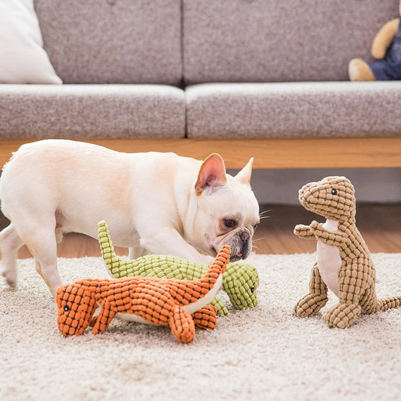 Interactive Squeaky Dinosaur Plush Toy for Dogs
